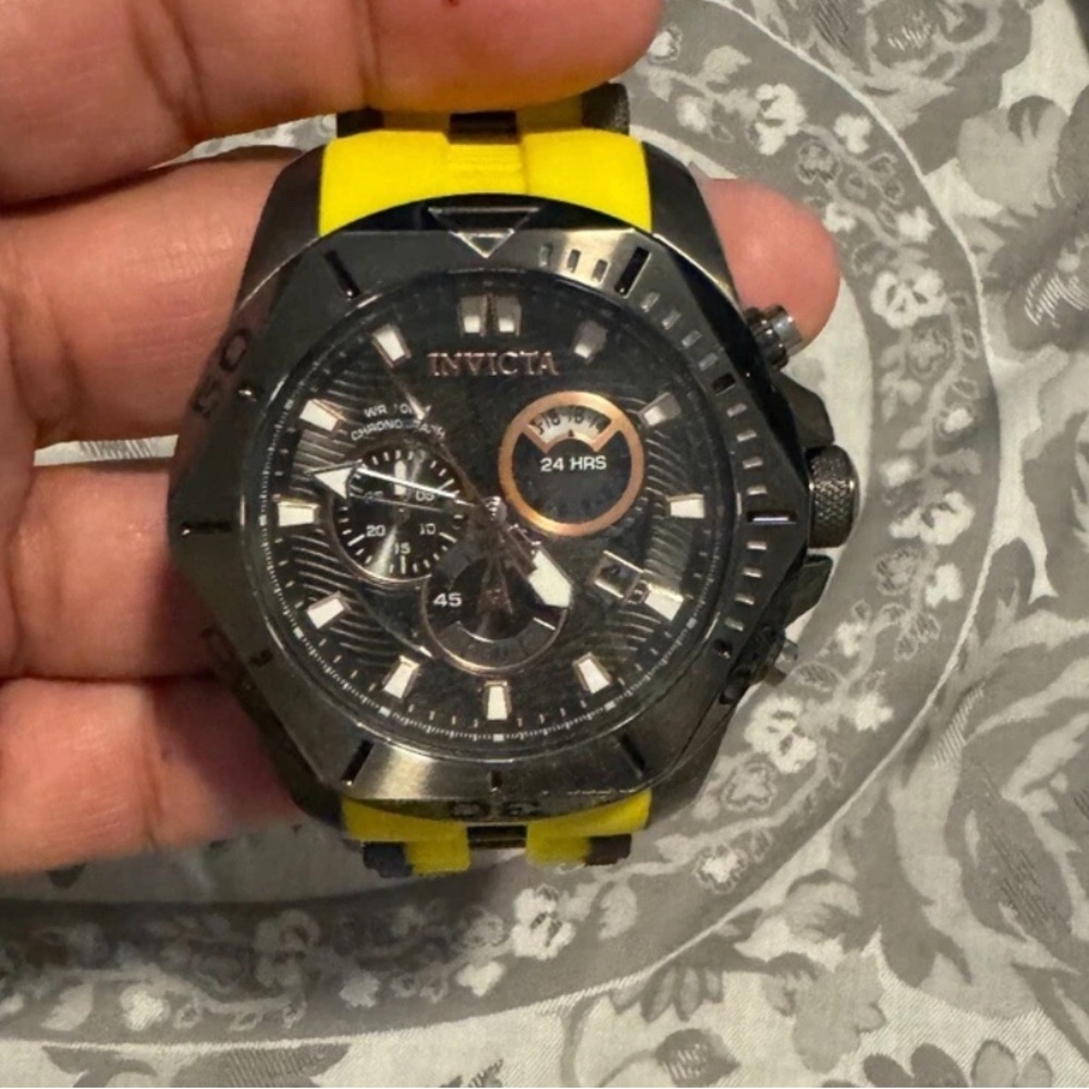 Invicta Black and Yellow Chronograph Divers Watch